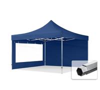 TOOLPORT 4x4m PES 800 Pop Up Gazebo PROFESSIONAL Aluminium 40 mm, incl. Sidewalls with Panorama Windows, blue - (600184)