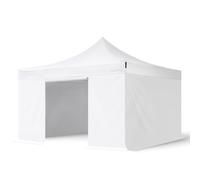 TOOLPORT 4x4m PVC 800 Pop Up Gazebo PREMIUM Steel 40 mm, incl. 4 side panels without Windows, white - (600131)