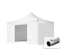 TOOLPORT 4x4m PVC 850 Pop Up Gazebo PROFESSIONAL Aluminium 40 mm, incl. 4 side panels, white - (578932)
