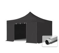 TOOLPORT 4x4m PVC 850 Pop Up Gazebo PROFESSIONAL Aluminium 40 mm, incl. Sidewalls, black - (59080)