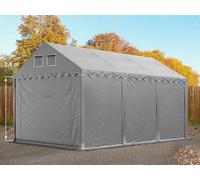 TOOLPORT 4x6m 2.6m Sides Storage Tent / Shelter w. ground frame, PVC 800, grey without statics package - (7630BL)