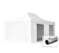 TOOLPORT 4x6m PVC 850 Pop Up Gazebo PROFESSIONAL Aluminium 50 mm, incl. 4 side panels, white - (578689)