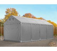 TOOLPORT 4x8m 2.6m Sides Storage Tent / Shelter w. ground frame, PVC 800, grey with statics package (concrete anchors) - (49841)
