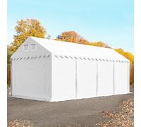TOOLPORT 4x8m 2.6m Sides Storage Tent / Shelter w. ground frame, PVC 800, white with statics package (concrete anchors) - (67635)