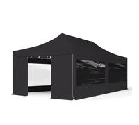 TOOLPORT 4x8m PES 800 Pop Up Gazebo PROFESSIONAL Aluminium 50 mm, incl. 4 side panels with Panorama Windows, black - (581981)