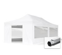 TOOLPORT 4x8m PES 800 Pop Up Gazebo PROFESSIONAL Aluminium 50 mm, incl. 4 side panels with Panorama Windows, white - (582035)