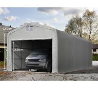 TOOLPORT 5x10m 2.6m Sides Carport Tent / Portable Garage, 4.1x2.5m Drive Through, PVC 850, grey without statics package - (99481)