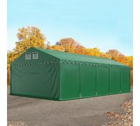 TOOLPORT 5x10m 2.6m Sides Storage Tent / Shelter w. ground frame, PVC 800, dark green with statics package (concrete anchors) - (49335)
