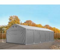 TOOLPORT 5x10m 2.6m Sides Storage Tent / Shelter w. ground frame, PVC 800, grey with statics package (concrete anchors) - (49871)