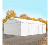 TOOLPORT 5x10m 2.6m Sides Storage Tent / Shelter w. ground frame, PVC 800, white with statics package (concrete anchors) - (68518)