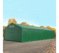 TOOLPORT 5x20m 2.6m Sides Storage Tent / Shelter w. ground frame, PVC 800, dark green with statics package (soft ground anchors) - (49360)