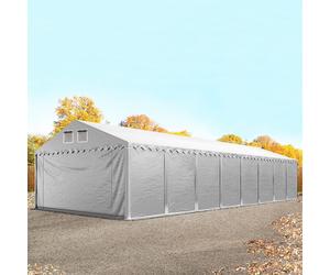 TOOLPORT 5x24m 2.6m Sides Storage Tent / Shelter w. ground frame, PVC 800, grey without statics package - (49853)