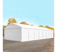 TOOLPORT 5x30m 2.6m Sides Storage Tent / Shelter w. ground frame, PVC 800, white with statics package (concrete anchors) - (648518)