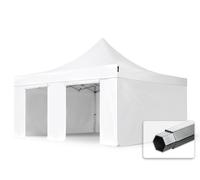TOOLPORT 5x5m PVC 850 Pop Up Gazebo PROFESSIONAL Aluminium 50 mm, incl. 4 side panels, white - (581989)