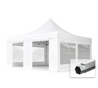 TOOLPORT 5x5m PVC 850 Pop Up Gazebo PROFESSIONAL Aluminium 50 mm, incl. 4 side panels with Panorama Windows, white - (581990)
