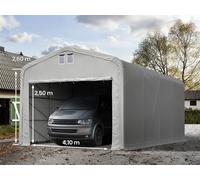 TOOLPORT 5x8m 2.6m Sides Carport Tent / Portable Garage, 4.1x2.5m Drive Through, PVC 850, grey without statics package - (99512)