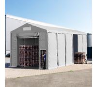 TOOLPORT 6x12m 4.0m Sides Storage Tent / Shelter w. ground frame and pull-up gate, PVC 850, grey with statics package (concrete anchors) - (94041)