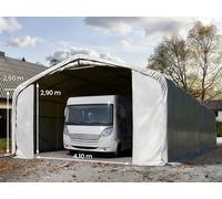 TOOLPORT 6x24m 2.6m Sides Carport Tent / Portable Garage, 4.1x2.9m Drive Through, PRIMEtex 2300, grey with statics package (soft ground anchors) - (99448)