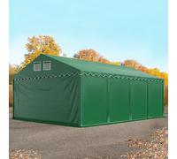 TOOLPORT 6x8m 2.6m Sides Storage Tent / Shelter w. ground frame, PVC 800, dark green with statics package (concrete anchors) - (67637)