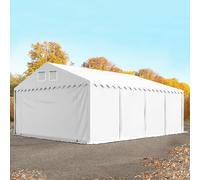 TOOLPORT 6x8m 2.6m Sides Storage Tent / Shelter w. ground frame, PVC 800, white with statics package (soft ground anchors) - (57638)