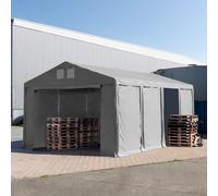 TOOLPORT 6x8m 3.0m Sides Storage Tent / Shelter w. ground frame and zipper entrance, PVC 850, grey without statics package - (79813)