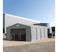 TOOLPORT 8x12m 3.0m Sides Storage Tent / Shelter w. ground frame and zipper entrance, PVC 850, grey without statics package - (79838)
