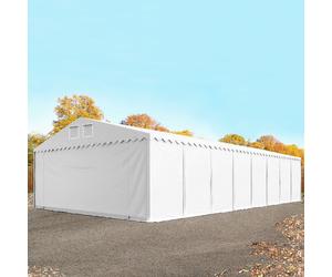 TOOLPORT 8x24m 2.6m Sides Storage Tent / Shelter w. ground frame, PVC 800, white with statics package (soft ground anchors) - (49270)