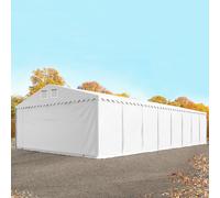 TOOLPORT 8x36m 2.6m Sides Storage Tent / Shelter w. ground frame, PVC 800, white with statics package (soft ground anchors) - (49282)