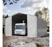 TOOLPORT 8x36m 4m Sides Carport Tent / Portable Garage, 4x4.6m Drive Through, PVC 850, grey with statics package (concrete anchors) - (99459)