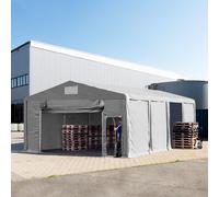 TOOLPORT 8x8m 3.0m Sides Storage Tent / Shelter w. ground frame and pull-up gate, PVC 850, grey without statics package - (79830)