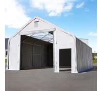 TOOLPORT Everest 10x20m 4x4m Drive Through Industrial Tent with skylights, PRIMEtex 2300, grey with statics package (soft ground anchors) - (49838)