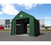 TOOLPORT Everest 4x8m 3x3m Drive Through Industrial Tent, PRIMEtex 2300, dark green with statics package (concrete anchors) - (48839)
