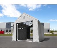 TOOLPORT Everest 4x8m 3x3m Drive Through Industrial Tent with skylights, PRIMEtex 2300, grey with statics package (concrete anchors) - (49831)