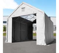 TOOLPORT Everest 4x8m 3x3m Drive Through Industrial Tent with skylights, PRIMEtex 2300, grey with statics package (soft ground anchors) - (49830)