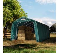 TOOLPORT Field shelter 3.3x7.2m, PRIMEtex 2300, dark green, concrete - (99542)