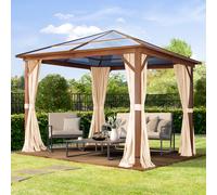 TOOLPORT Forest Garden Gazebo Hardtop Forest Deluxe 3x3m, champagne - (301345)