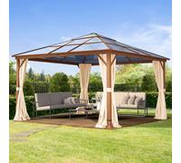TOOLPORT Forest Garden Gazebo Hardtop Forest Deluxe 4x4m, champagne - (301347)