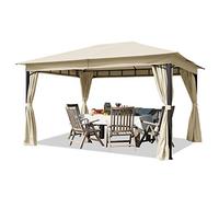 TOOLPORT Garden Gazebo 3x4 m, approx. 180g/m² tarpaulin, steel frame, beige | Quick assembly due to click system - sturdy steel frame - profile approx. 60mm - roof: UV 50+ sun protection factor - 4 sides