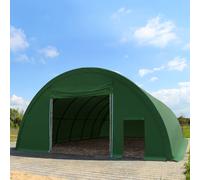 TOOLPORT Highlander 9.15x12m 3.5x3.5m Drive Through Arched Storage Tent / Hangar, PE 350, dark green - (49663)