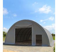 TOOLPORT Highlander 9.15x20m 3.5x3.5m Drive Through Arched Storage Tent / Hangar, extra stable, PRIMEtex 2300, grey - (379014)