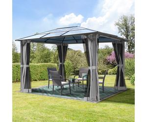 TOOLPORT Moonlight 3x3.65m garden gazebo, Hardtop, 4 sides, grey - (300198)
