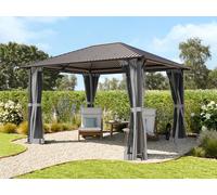 TOOLPORT Moonlight 3x3,65m garden gazebo, Hardtop, 4 sides, grey - (300221)