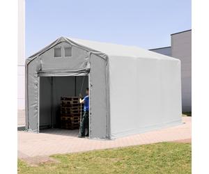 TOOLPORT Outlander 3x6m - 3.0m Sides PVC Industrial Tent with pull-up gate, PVC 850, grey with statics package (concrete anchors) - (94078)