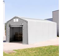 TOOLPORT Outlander 4x12m - 3.0m Sides PVC Industrial Tent with pull-up gate and skylights, PVC 850, grey without statics package - (94266)
