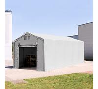 TOOLPORT Outlander 4x12m - 3.0m Sides PVC Industrial Tent with pull-up gate, PVC 850, grey with statics package (soft ground anchors) - (94316)