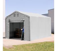 TOOLPORT Outlander 4x6m - 3.0m Sides Industrial Tent with pull-up gate, PRIMEtex 2300, grey with statics package (soft ground anchors) - (93955)