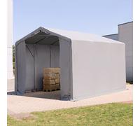 TOOLPORT Outlander 4x6m - 3.0m Sides PVC Industrial Tent with zipper entrance, PVC 850, grey with statics package (soft ground anchors) - (93845)