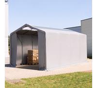 TOOLPORT Outlander 4x8m - 3.0m Sides PVC Industrial Tent with zipper entrance and skylights, PVC 850, grey with statics package (concrete anchors) - (94085)