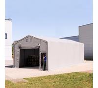 TOOLPORT Outlander 5x10m - 3.0m Sides PVC Industrial Tent with pull-up gate, PVC 850, grey with statics package (soft ground anchors) - (93861)