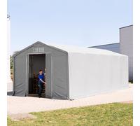TOOLPORT Outlander 5x10m - 3.0m Sides PVC Industrial Tent with sliding door, PVC 850, grey with statics package (concrete anchors) - (94096)